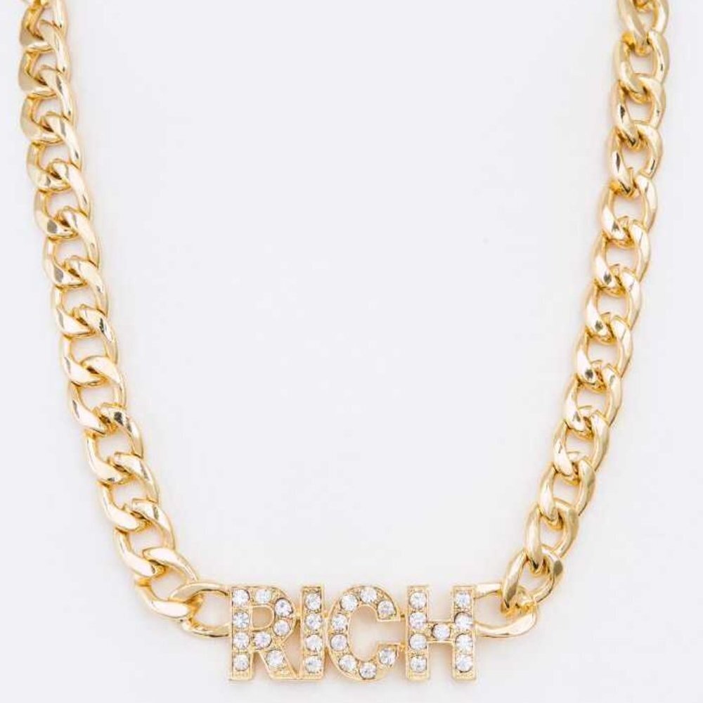 GOLD CRYSTAL RICH PENDANT CHUNKY NECKLACE